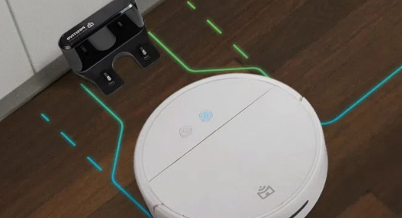 dock de recarga de robô aspirador bem posicionado