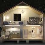 representação de uma casa com iluminação diferente entre os ambientes