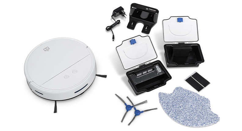 robô aspirador wi-fi+ da Positivo Casa Inteligente e suas peças