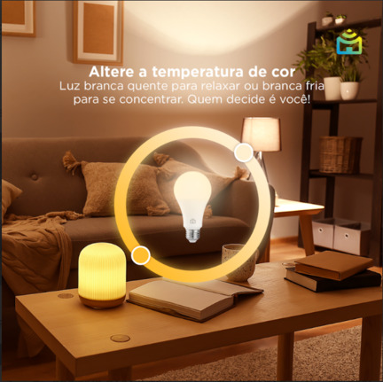 Opções de temperatura de iluminação das smart lâmpadas da Postivo Casa Inteligente.